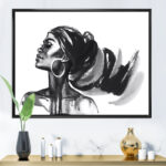 Monochrome Portrait of African American Woman IV - People Framed Wall Art - Image 2