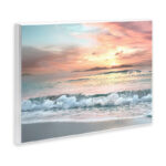 Morning Sunrise Beach Landscape Distant Mountains Rolling Tide Black Framed Giclee Texturized Art By Mike Calascibetta - Image 2