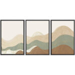 Multicolor Geometric Wave Abstract Mountain Landscape Wall Art Framed Canvas 3 Piece Painting Print - Image 6