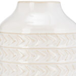 Neutral Textured Ceramic Aztec Vase in Ivory - Image 2