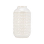 Neutral Textured Ceramic Aztec Vase in Ivory