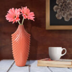 Niclas Hand Finished Glossy Coral Textured Ceramic Vase - Image 3