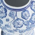 Nina 14" Ceramic Temple Jar with Lid Contemporary Vintage Style Blue and White Chinoiserie Floral Design - Image 3
