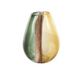 Northcrest Glass Ombre Decorative Multi Colored Vase with Pink Textured Stripe Details