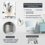 Offerman Deep Blue and Gold Single Flower III - Blue Flower Print Art on Metal - Image 3