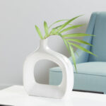 Orlando 11" Modern Cut Out White Ceramic Vase - Image 2