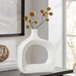 Orlando 11" Modern Cut Out White Ceramic Vase - Image 5
