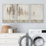 Pastel Abstract Tree Subtle Neutral Modern Rustic Home Decor - Framed Canvas Print Wall Art Work - Image 2