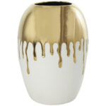 Patrich Ceramic Abstract Decorative Vase with Abstract Gold Melting Drips - Image 2