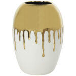 Patrich Ceramic Abstract Decorative Vase with Abstract Gold Melting Drips - Image 7
