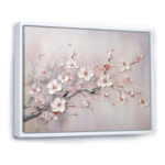 Pink And Grey Cherry Blossom Charm - Pink Flowers Framed Wall Art - Cherry Blossom Wall art print - Image 2
