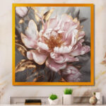 Pink Gold Peonies Petals - Peonies Framed Canvas Print