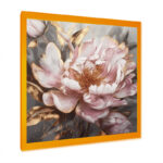 Pink Gold Peonies Petals - Peonies Framed Canvas Print - Image 2