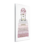 Pink Rose Bouquet Fashion Style Bookstack Oversized Stretched Canvas Wall Art By Amanda Greenwood - Image 2