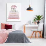 Pink Rose Bouquet Fashion Style Bookstack Oversized Stretched Canvas Wall Art By Amanda Greenwood - Image 3