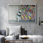Pop Urban Street Banksy British Artist Kid Spray Paint Curtain Illusion Colorful Large Canvas Print Wall Art - Image 3