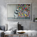 Pop Urban Street Banksy British Artist Kid Spray Paint Curtain Illusion Colorful Large Canvas Print Wall Art - Image 5