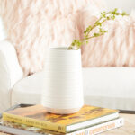 Porcelain Ceramic Ribbed Decorative Vase - Image 3