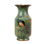 Porcelain Vase Peacock Decor Vase Vintage Look Vase China Vase Ceramic Vase 13"