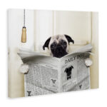 Pug Reading Newspaper in Bathroom - Graphic Art Print - Image 8