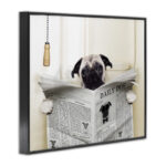 Pug Reading Newspaper in Bathroom - Graphic Art Print - Image 2
