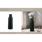 Rachael Vase Stoneware Ceramic Vertical Ribbed Design Decorative Accent for Modern and Casual Home Decor Styles with Sleek Contemporary Detailing and Textured Cylindrical Silhouette. - Image 8