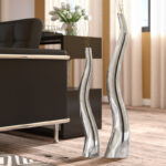 Roarke (Set Of 2) Modern Tall Silver Squiggly Vases