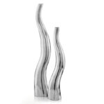 Roarke (Set Of 2) Modern Tall Silver Squiggly Vases - Image 8