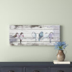 Runda Perched Birds - Hand Painted Wood Plank Panel Wall Décor
