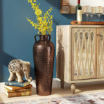 Russia Brown Metal Tall Floor Mediterranean Style Decorative Brown Vase with Hammered Details and Handles - Image 2