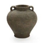 Rustic Brown Terracotta Cauldron 14.6-Inch Tall Vase