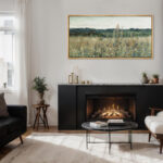 Rustic Countryside " Rustic Field Wildflowers Vintage Countryside Nature Landscape Retro Art Decor Extra Large Pictures "