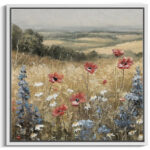 Rustic Countryside Relax Calm Landscape Nature Wildflowers Pictures Large Framed Canvas Wall Art - Image 5