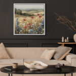 Rustic Countryside Relax Calm Landscape Nature Wildflowers Pictures Large Framed Canvas Wall Art