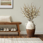 Rustic Cream and Brown Terracotta Urn with Handles 18.5-Inch Tall Vase - Image 2