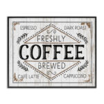 Rustic Fresh Brew Coffee Sign Autumn Charm by Jennifer Pugh - Graphic Art Print