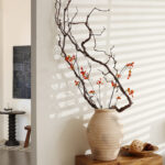 Rustic Terracotta Vase with Ribbed Texture, 15'' Tall Brown Accent for Shelves & Tabletops - Image 4