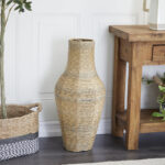 Sabre Brown Faux Seagrass Handmade Tall Woven Floor Vase - Image 3
