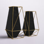 Santino Metal Decorative Vase with Gold Wire Accents - Image 2