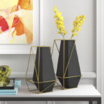 Santino Metal Decorative Vase with Gold Wire Accents