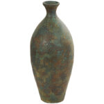 Sarahanne Ceramic Tall Distressed Antique Style Decorative Green Vase - Image 2