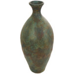 Sarahanne Ceramic Tall Distressed Antique Style Decorative Green Vase