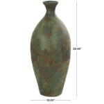 Sarahanne Ceramic Tall Distressed Antique Style Decorative Green Vase - Image 4