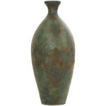 Sarahanne Ceramic Tall Distressed Antique Style Decorative Green Vase - Image 7