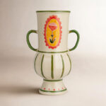 Scandinavian Blossom Hand-painted Stoneware Urn