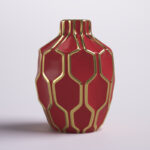 Sculptural Ceramic Vase with Geometric Raised Detailing and Modern Decorative Design for Contemporary Accent Display Table Decor Shelf Styling - Image 2