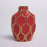 Sculptural Ceramic Vase with Geometric Raised Detailing and Modern Decorative Design for Contemporary Accent Display Table Decor Shelf Styling - Image 5