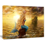 Sea Mermaid with Ghost Ship - Graphic Art Print - Image 6