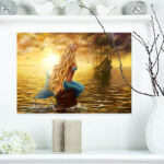 Sea Mermaid with Ghost Ship - Graphic Art Print - Image 8