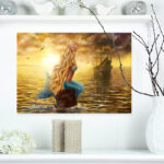 Sea Mermaid with Ghost Ship - Graphic Art Print - Image 2